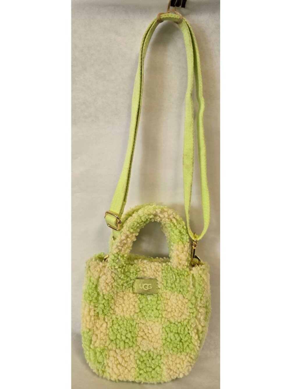 Ugg Australia Maribel Mini Sherpa Checkerboard Crossbody Bag #1132390 Deadstock